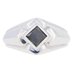 Silber Silber Schwarzer Diamant Ring, 925 Prinzessinnenschliff 1,00ct Herren Solitär