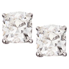 GIA 10.10 Carat Cushion Cut Diamond Studs Platinum
