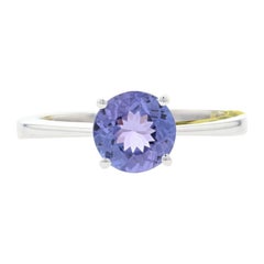 Sterling Silver Tanzanite Solitaire Ring, 925 Round Cut 2.40ct Engagement