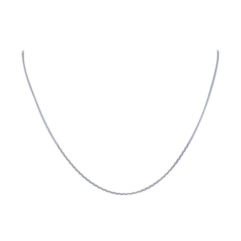 Diamond Cut Cable Chain Necklace, 14k White Gold Lobster Claw Clasp For Sale