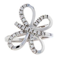 Sterling Silver Diamond Butterfly Ring, 925 Round Cut .37ctw