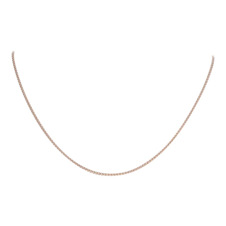 Wheat Chain Necklace, 14k Rose Gold Italian Women's Gift For Sale