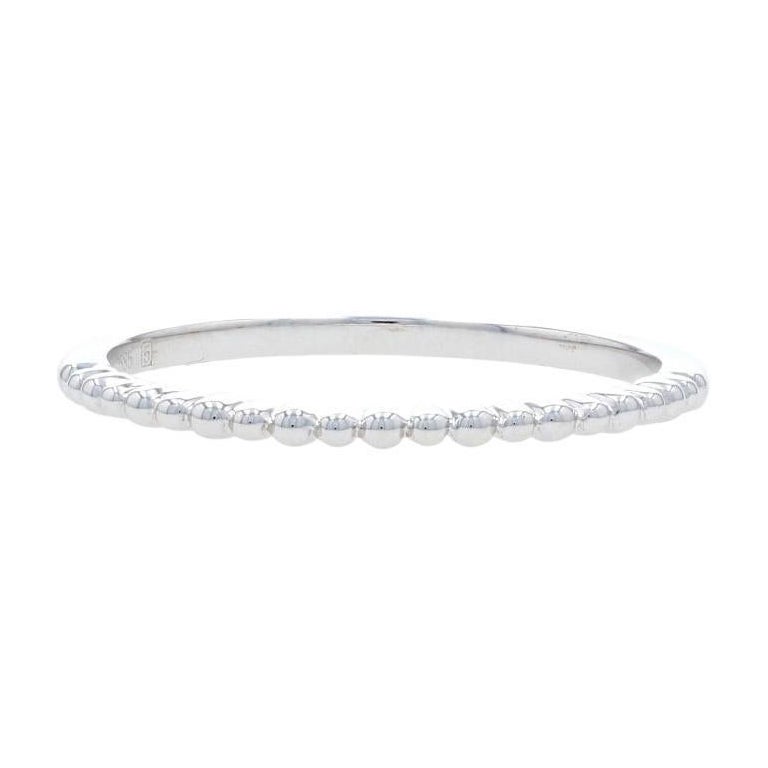 New Stackable Band Ring, 14k White Gold Bead Work Design Women's