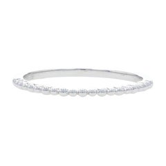 New Stackable Band Ring, 14k White Gold Bead Work Design Women's