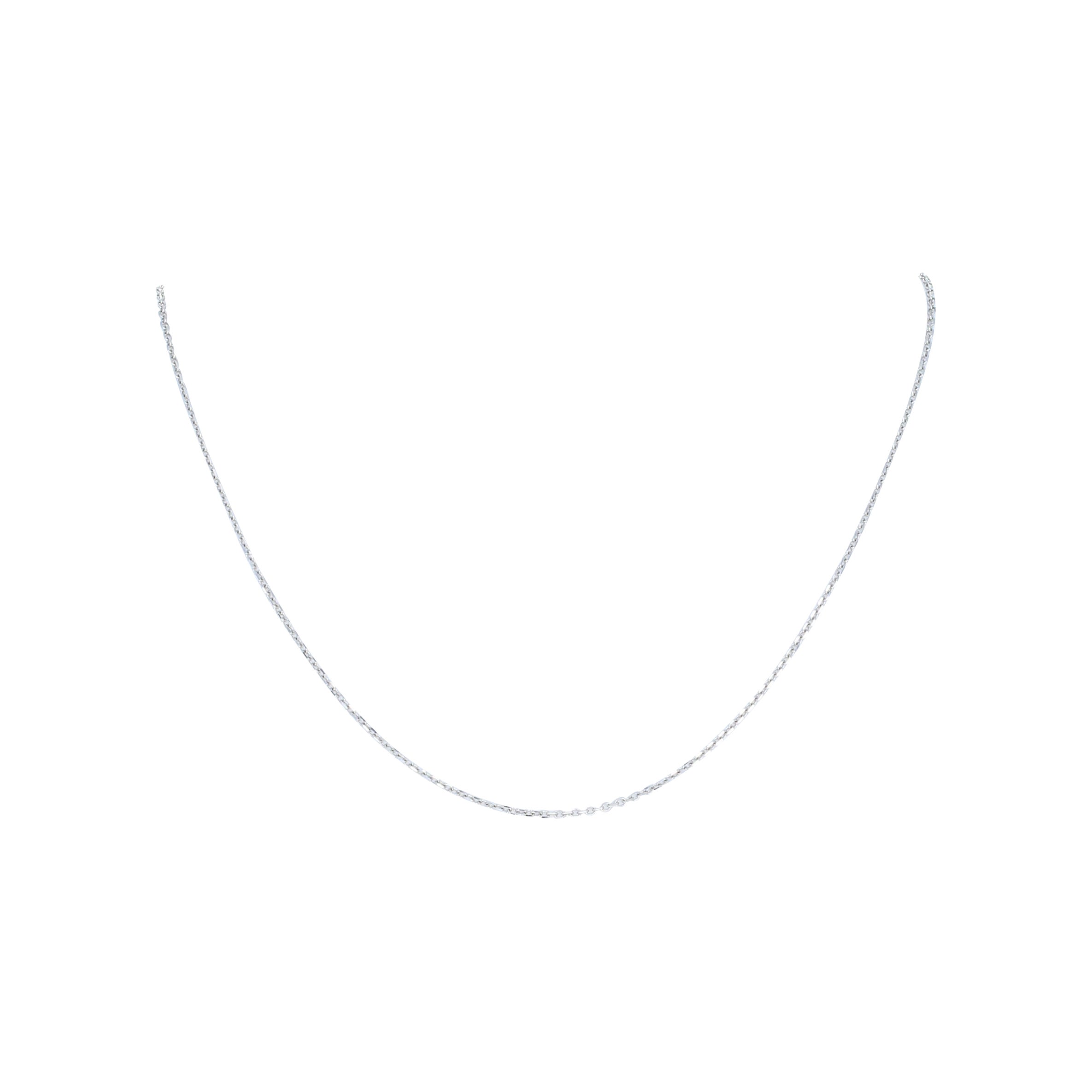 New Women's Diamond Cut Cable Chain Necklace, 14k White Gold For Sale