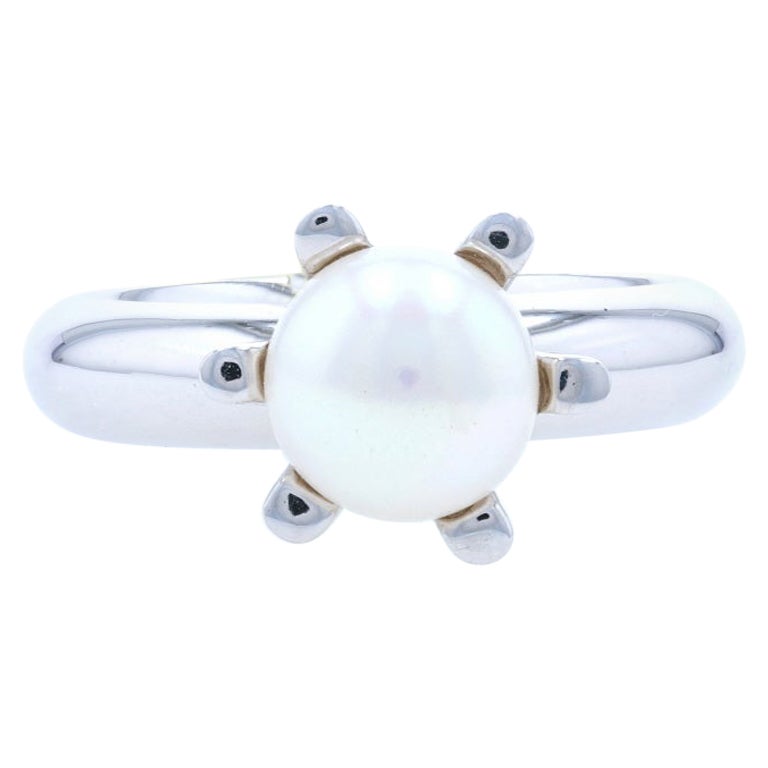 New Bastian Inverun Ring, Freshwater Pearl Solitaire Sterling Silver 7.5-7.75