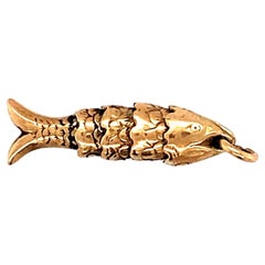 Antique 1980 Articulated Fish Charm in 14 Karat Gold