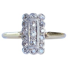 Art Deco Diamond Platinum and 18 Carat Gold Panel Ring