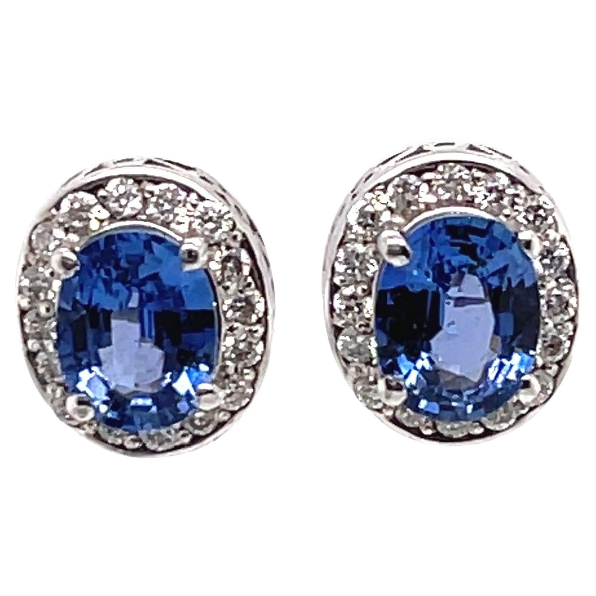 Blue Sapphire Diamond Earring Studs