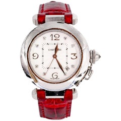 Cartier Ladies White Gold Diamond Pasha Automatic Wristwatch 9