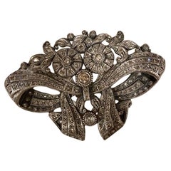 French Silver-Topped Gold and Diamond Pendant Brooch