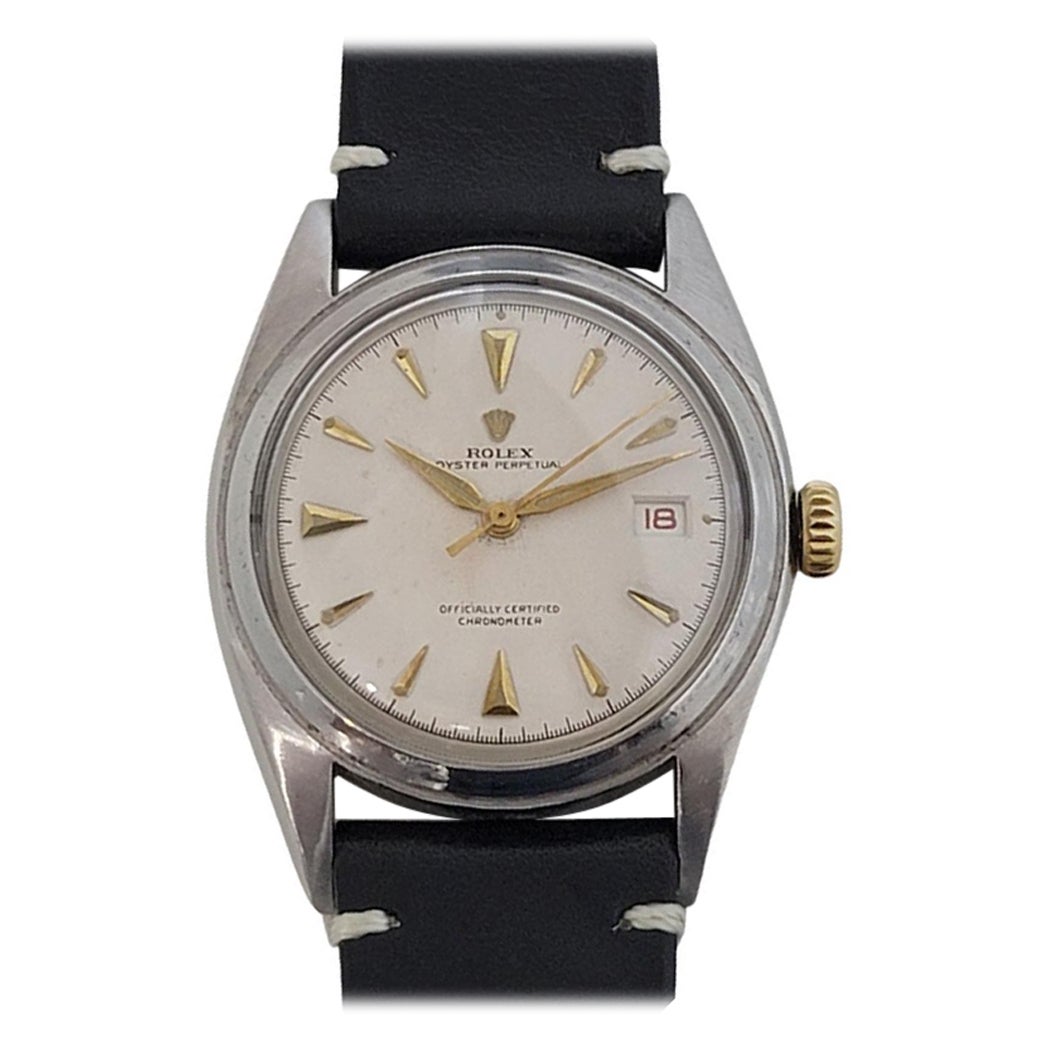 Mens Rolex Oyster Perpetual Ref 6105 Bubble Back Date Automatic 1950s RA195