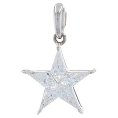 White Gold Diamond Celestial Star Pendant, 18k Kite Cut 1.00ctw Outer Space