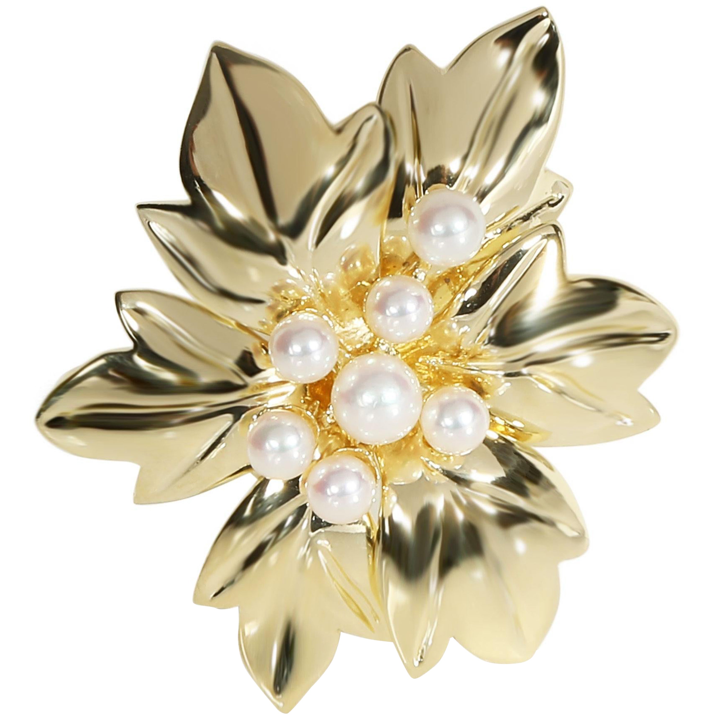 Gold Silver Pine Tree Pearl Flower Brooch Pins for Women