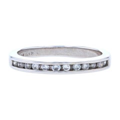 Fede nuziale in oro bianco con diamanti, anello da donna 14k con taglio brillante rotondo da .23ctw