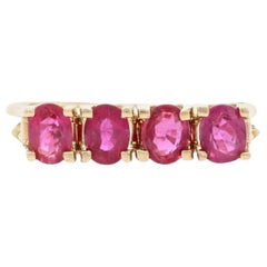 Yellow Gold Ruby Four-Stone Ring, 14k Oval Brilliant Cut .80ctw