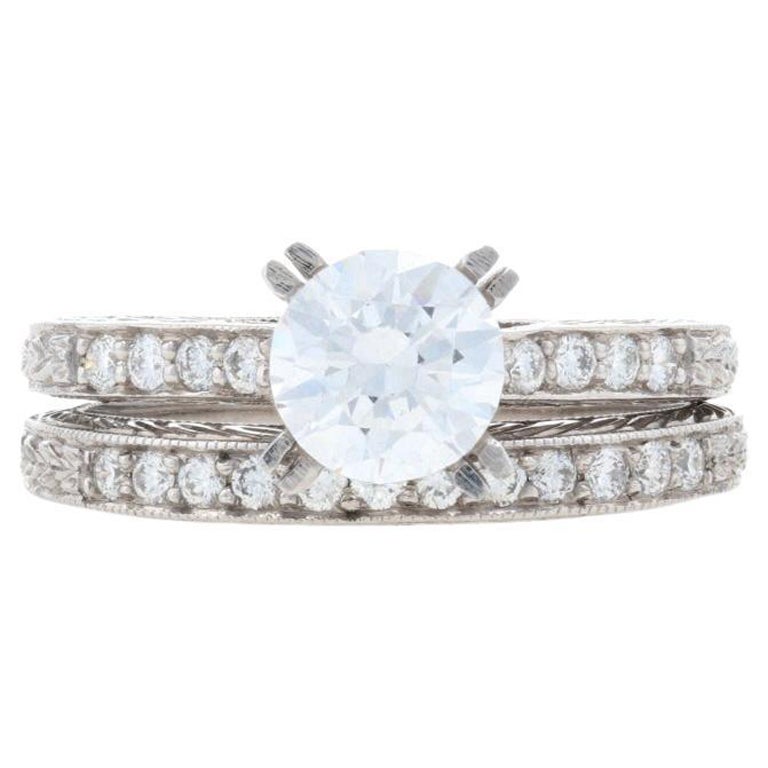 New Jabel Semi-Mount Engagement Ring & Wedding Band, 18k Gold Diamonds .32ctw For Sale