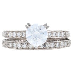 New Jabel Semi-Mount Engagement Ring & Wedding Band, 18k Gold Diamonds .32ctw