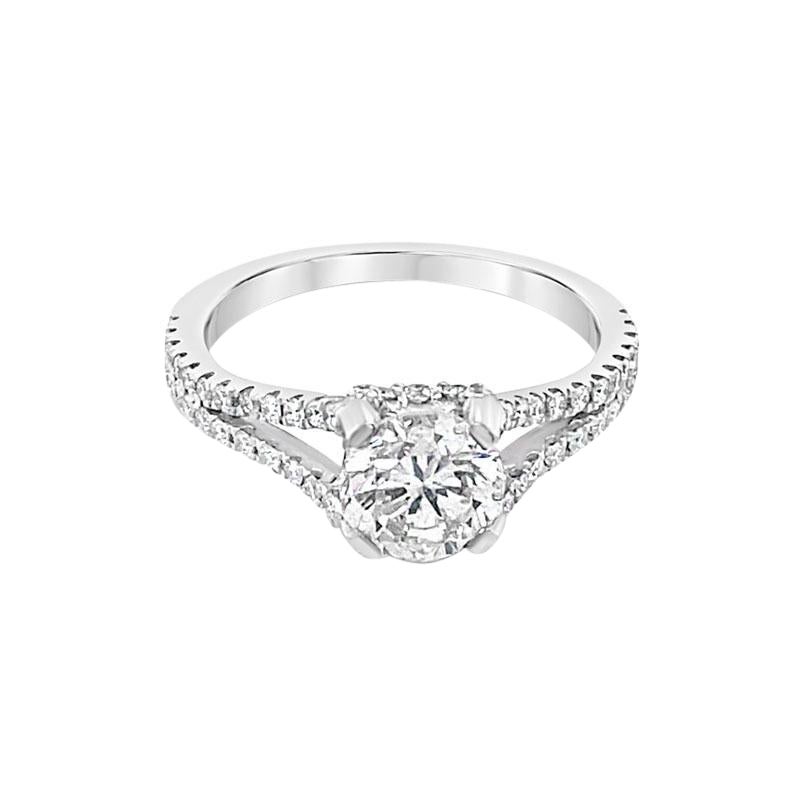 GIA Certified 1.04 Carat Round Brilliant Diamond Split Shank Engagement Ring