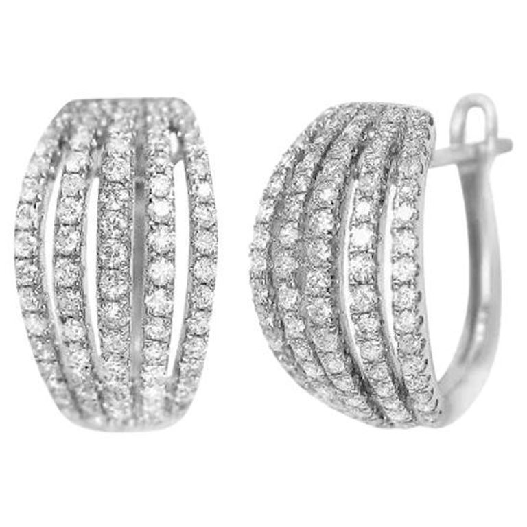 Timeless Every Day Diamond Lever-Back White Gold Earrings for Her Forever  For Sale