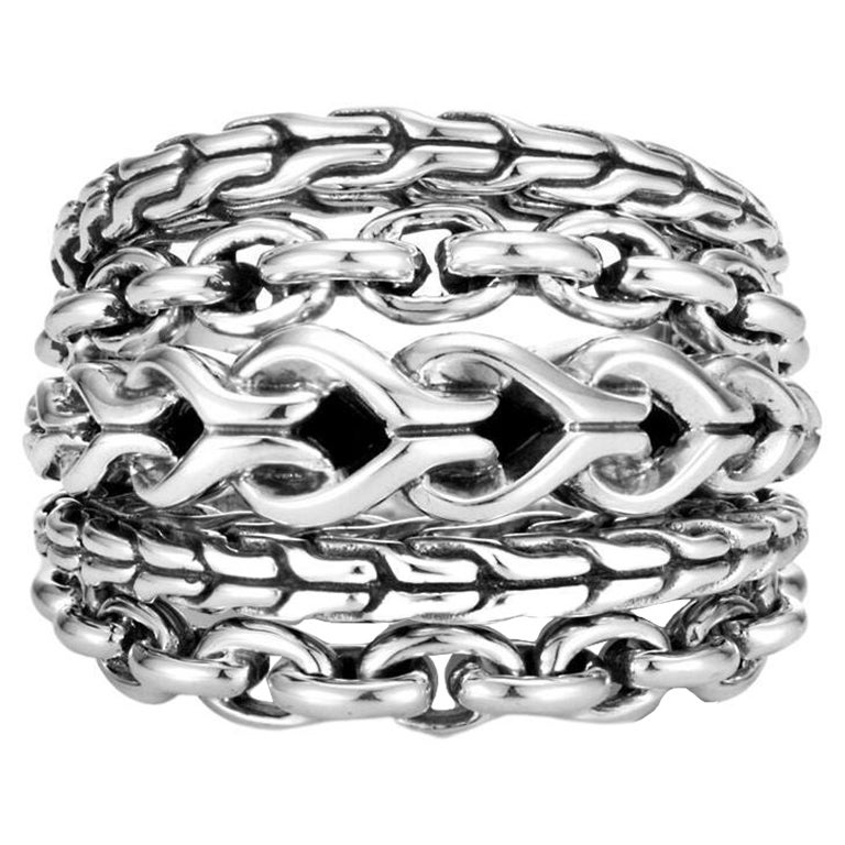 John Hardy Sterling Silver Asli Classic Chain Link Ring For Sale