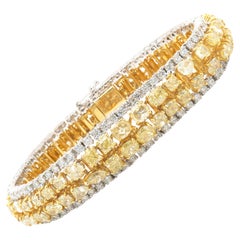 18k White & Yellow Gold Multi Shape Fancy Yellow Diamond Bracelet
