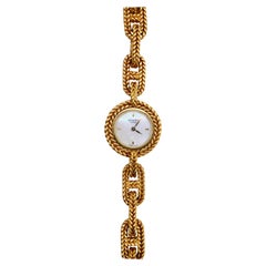 Hermès Paris Chaine D'Ancre Retro Yellow Gold Mother of Pearl Wrist Watch