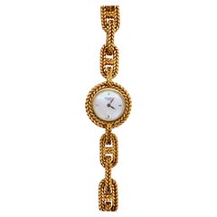 Hermès Paris Chaine D'Ancre Vintage Yellow Gold Mother of Pearl Wrist Watch