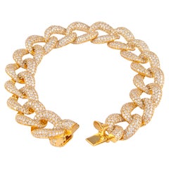 Alexander 12.40 Carat Diamond Cuban Link Bracelet 18 Karat Yellow Gold