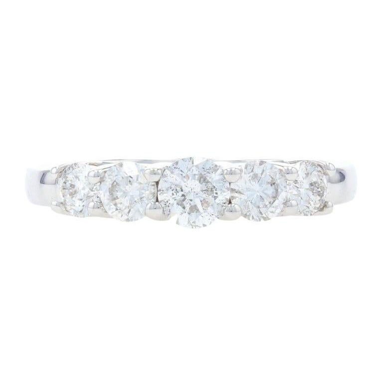 White Gold Diamond Five-Stone Band, 14k Round Brilliant Cut 1.00ctw Ring For Sale