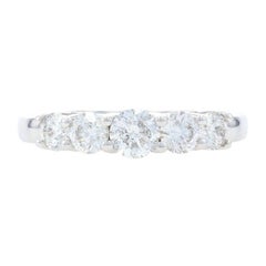 White Gold Diamond Five-Stone Band, 14k Round Brilliant Cut 1.00ctw Ring