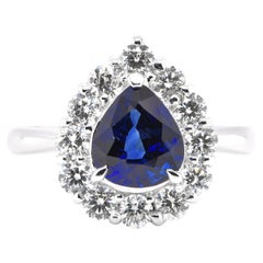 GIA Certified 1.58 Carat Natural Ceylon Royal Blue Sapphire Ring Set in Platinum