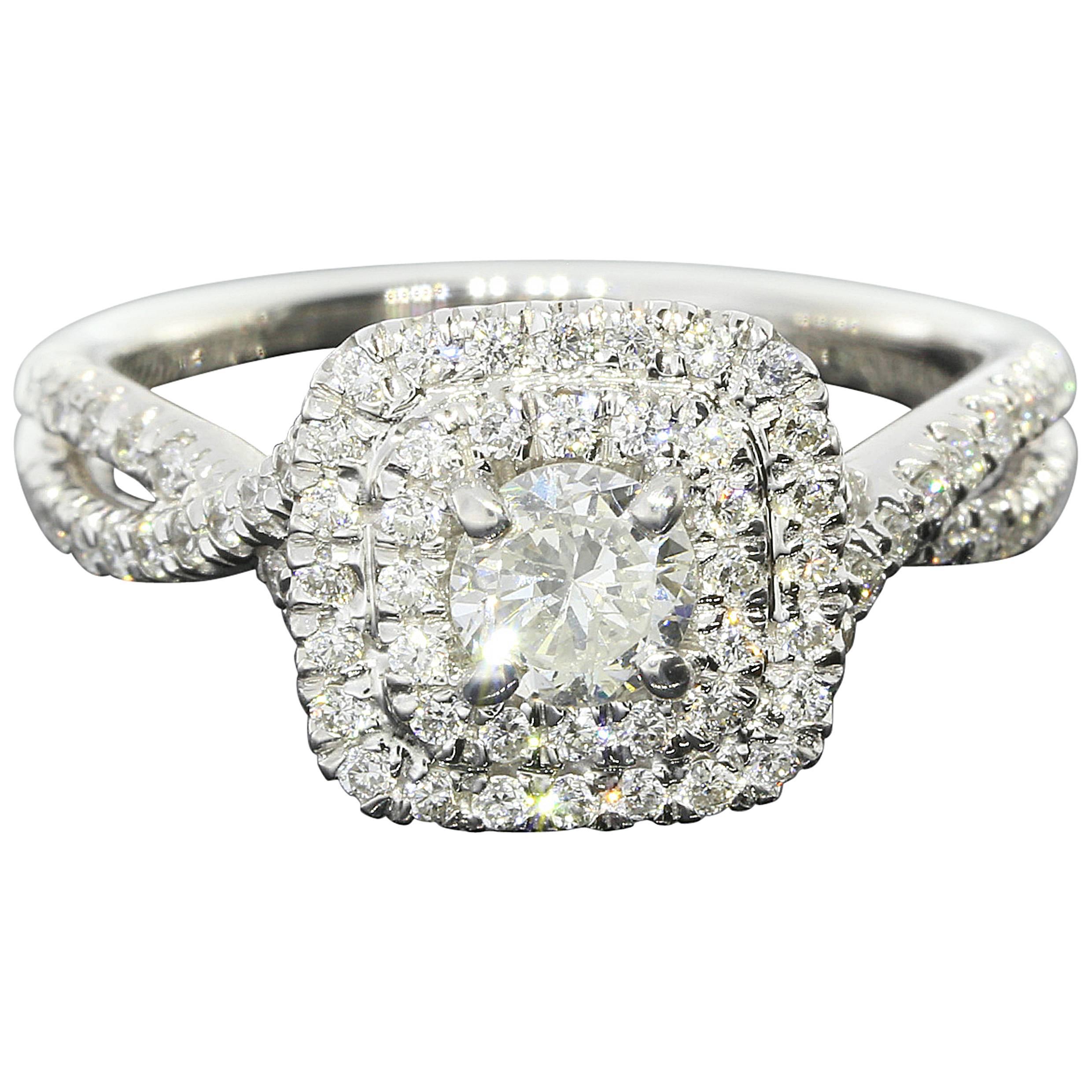 Gabriel & Co. Double Cushion Halo Twist Shank Diamant Gold Ring