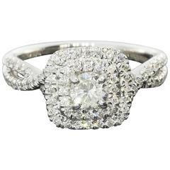 Gabriel & Co. Double Cushion Halo Twist Shank Diamond Gold Ring