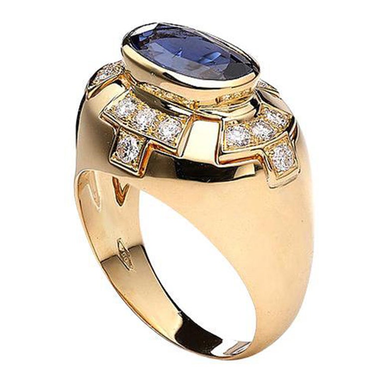 Sapphire Diamond Gold Ring For Sale