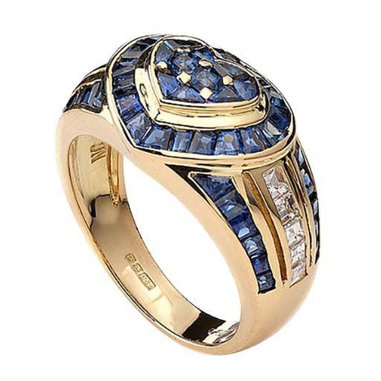 Sapphire Diamond Gold Ring For Sale