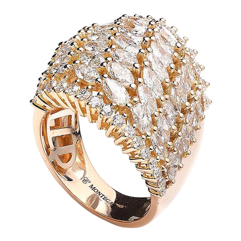 Diamond Pink Gold Ring For Sale