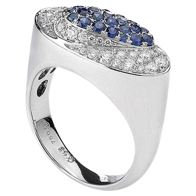 Sapphire Diamond White Gold Ring For Sale