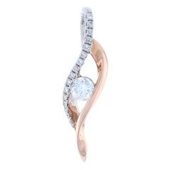 Diamant Kaskadenförmiger Tropfenanhänger, 14k Weiß- und Roségold, echtes Liebesgeschenk .45ctw