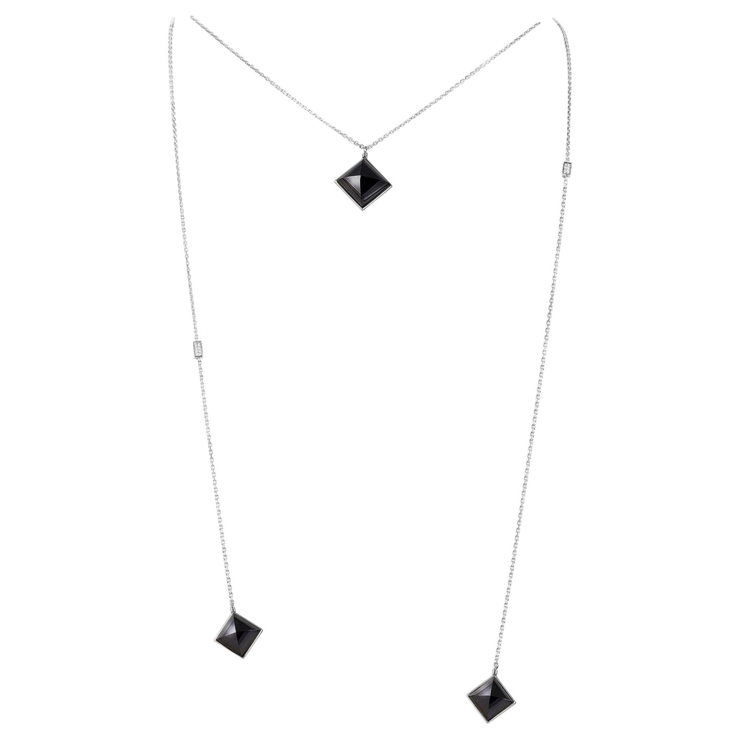 BLACK JADE Diamonds White Gold Necklace