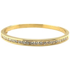 18 Karat Yellow Gold and Brilliant-Cut Diamonds Hinged Bangle Bracelet