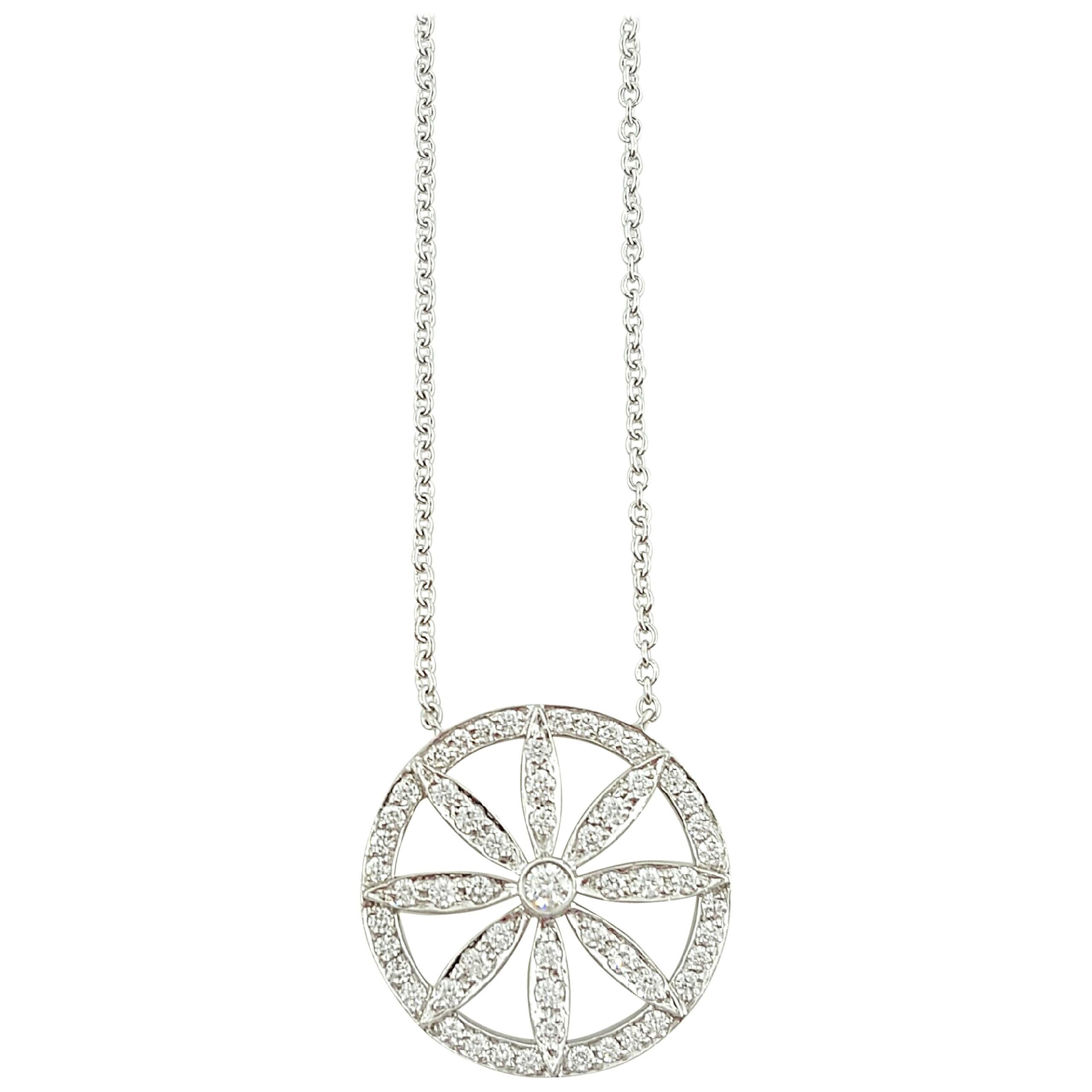Tiffany & Co. Diamond Platinum Circle Flower Pendant Necklace