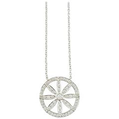 Tiffany & Co. Diamond Platinum Circle Flower Pendant Necklace