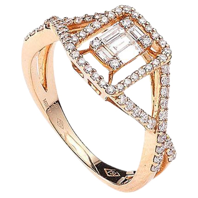 Diamonds Pink Gold Ring For Sale