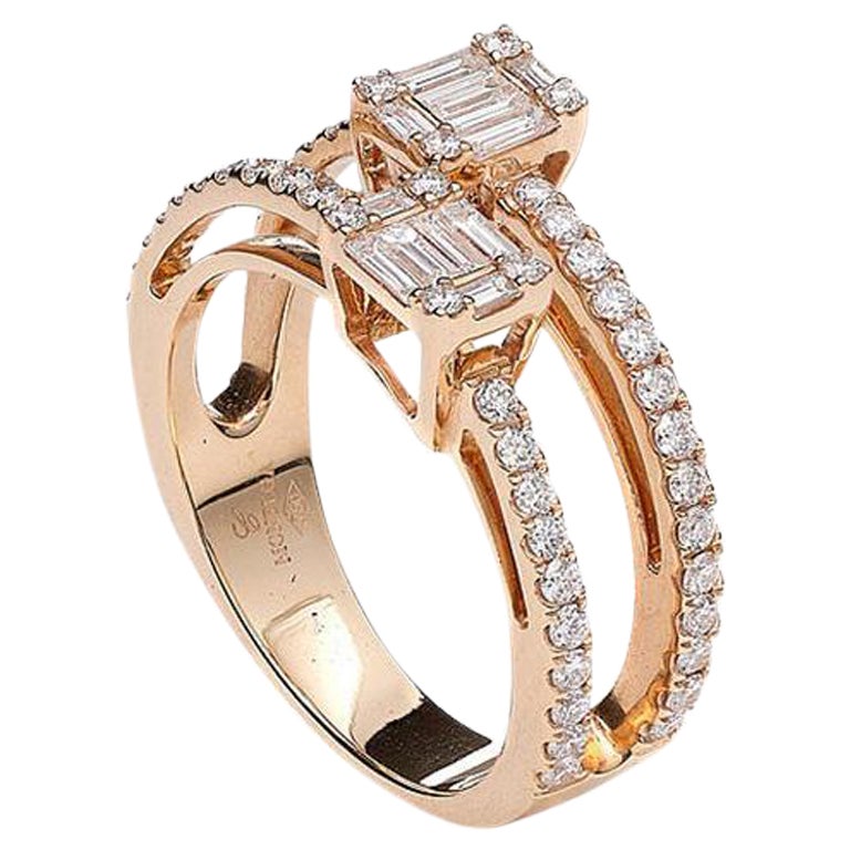 Diamond Pink Gold Ring For Sale