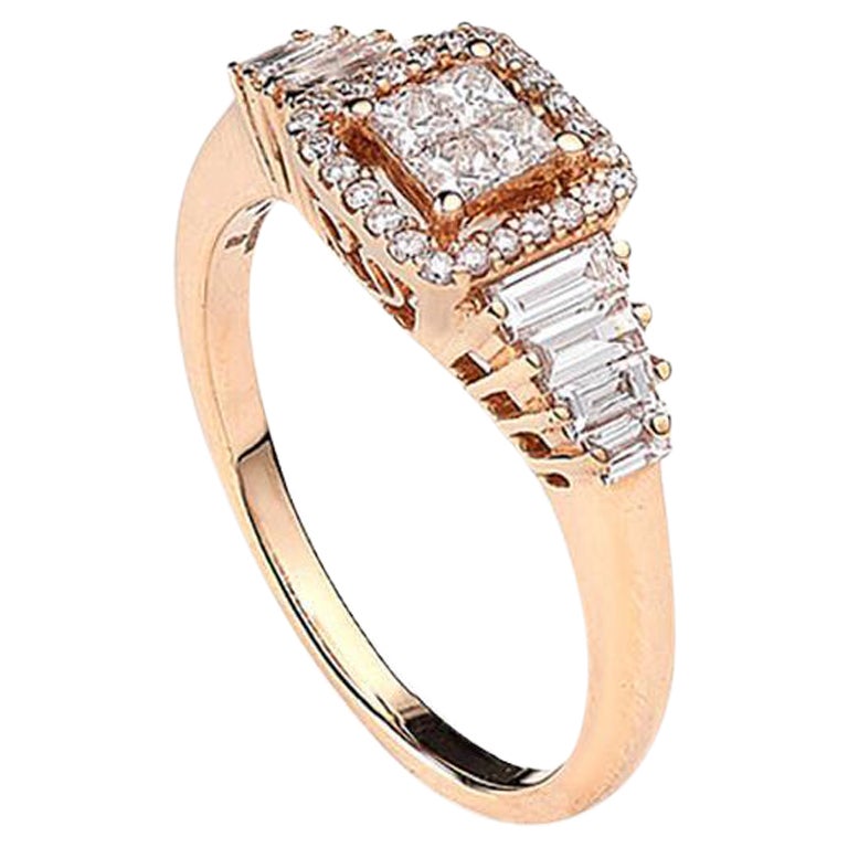 Diamond Princess Pink Gold Ring For Sale
