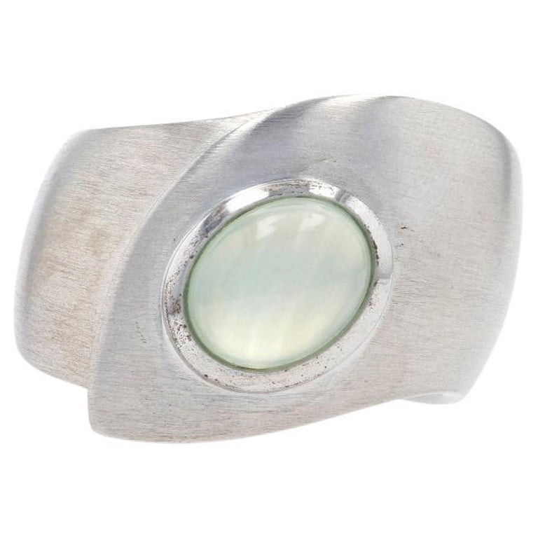 Bastian Inverun Moonstone Brushed Statement Band Silver, 925 Cabochon Ring For Sale