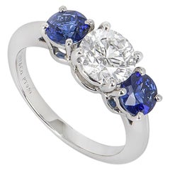 Tiffany & Co. Platinum Diamond and Sapphire Ring 1.08ct E/VS1