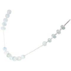Intini Jewels Aquamarine Spheres 18 Karat White Gold Chain Cocktail Necklace