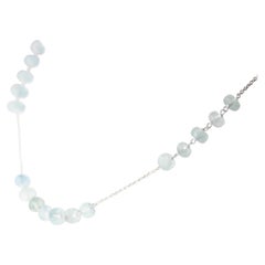 Intini Jewels Aquamarine Spheres Silver Minimalist Chain Cocktail Necklace